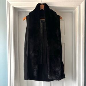 Linda Richards Luxury Rex Rabbit Fur Wool Sweater Vest Tunic Black Small